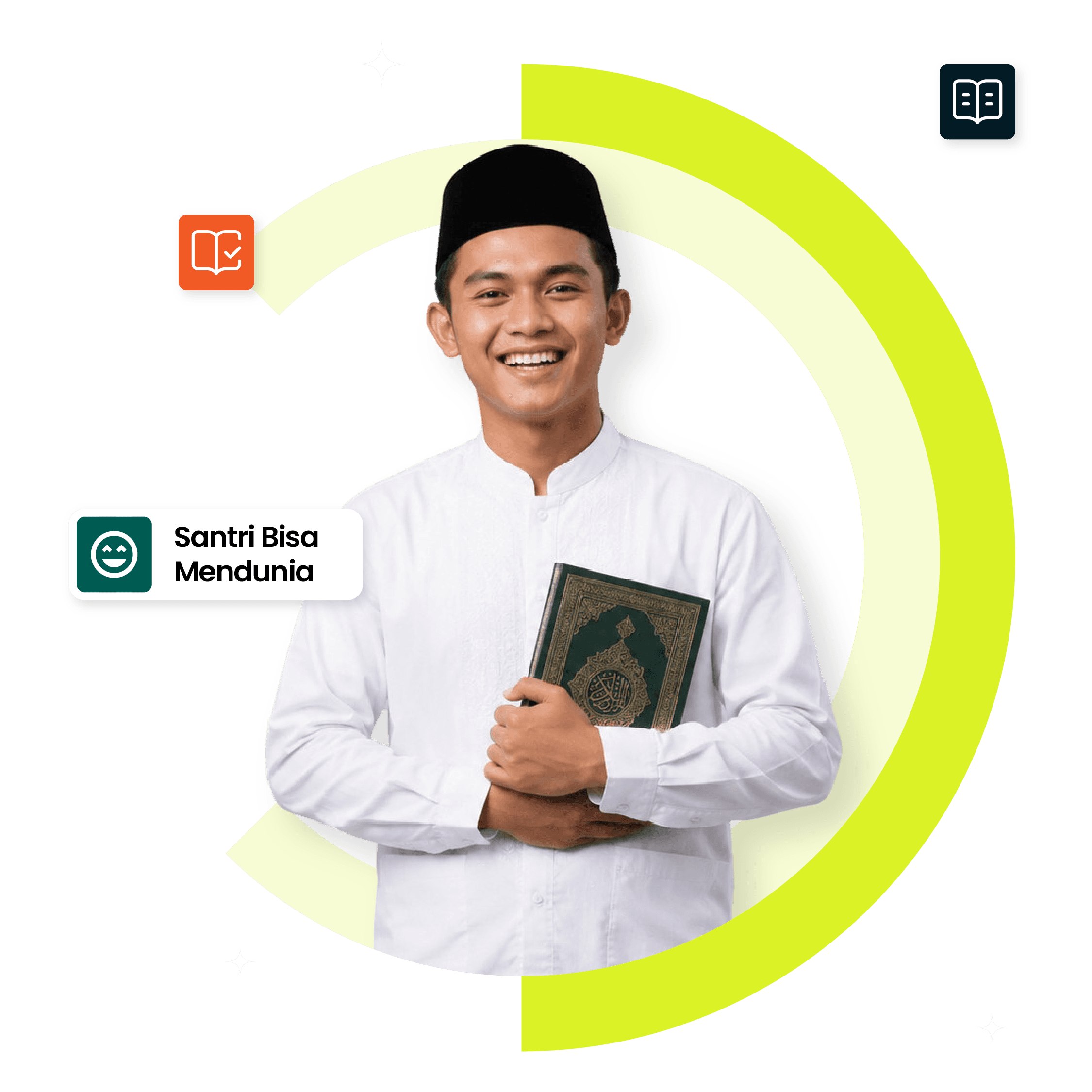 Suasana santri mengaji di saung bambu lingkungan pondok