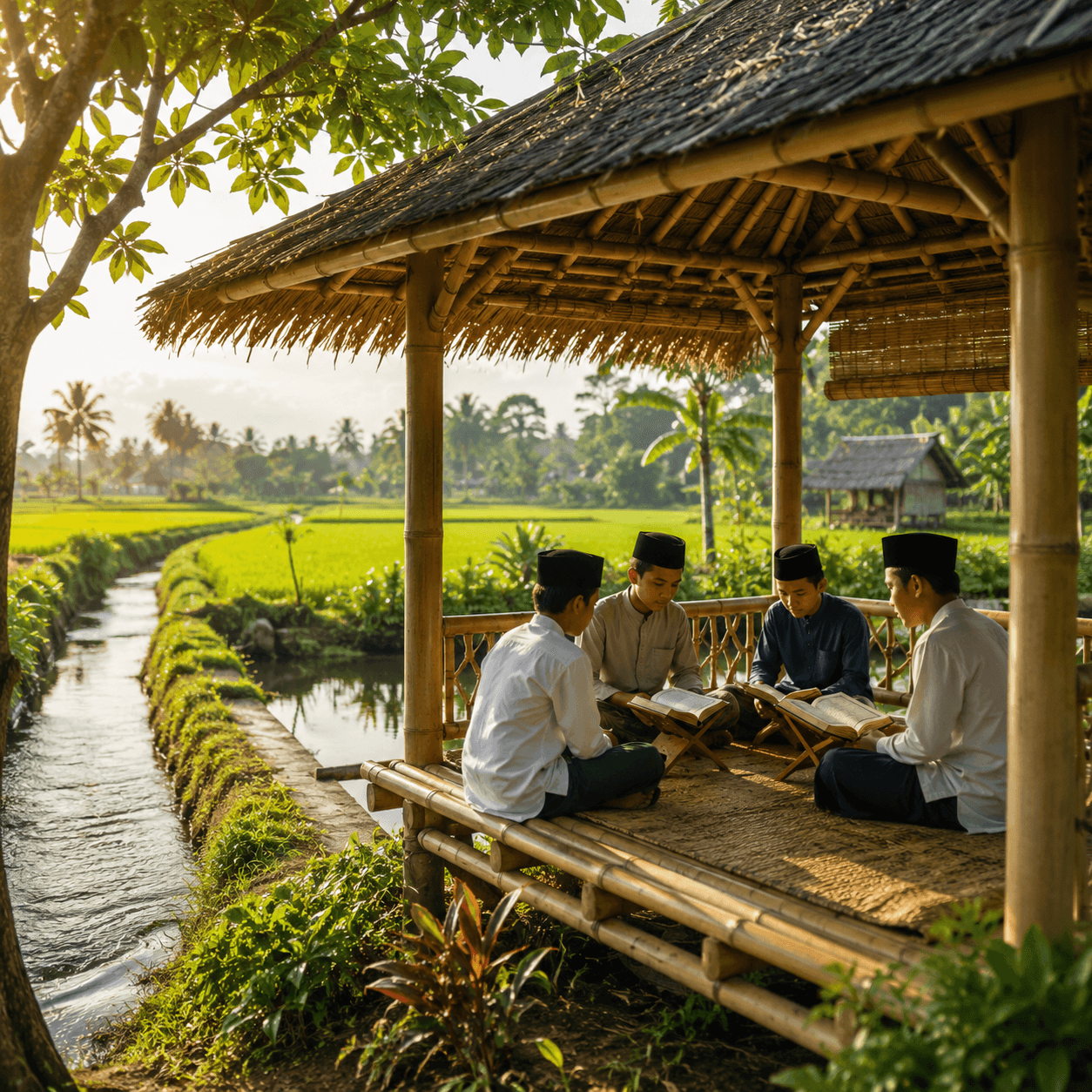 Area pondok yang asri dengan gedung dan santri